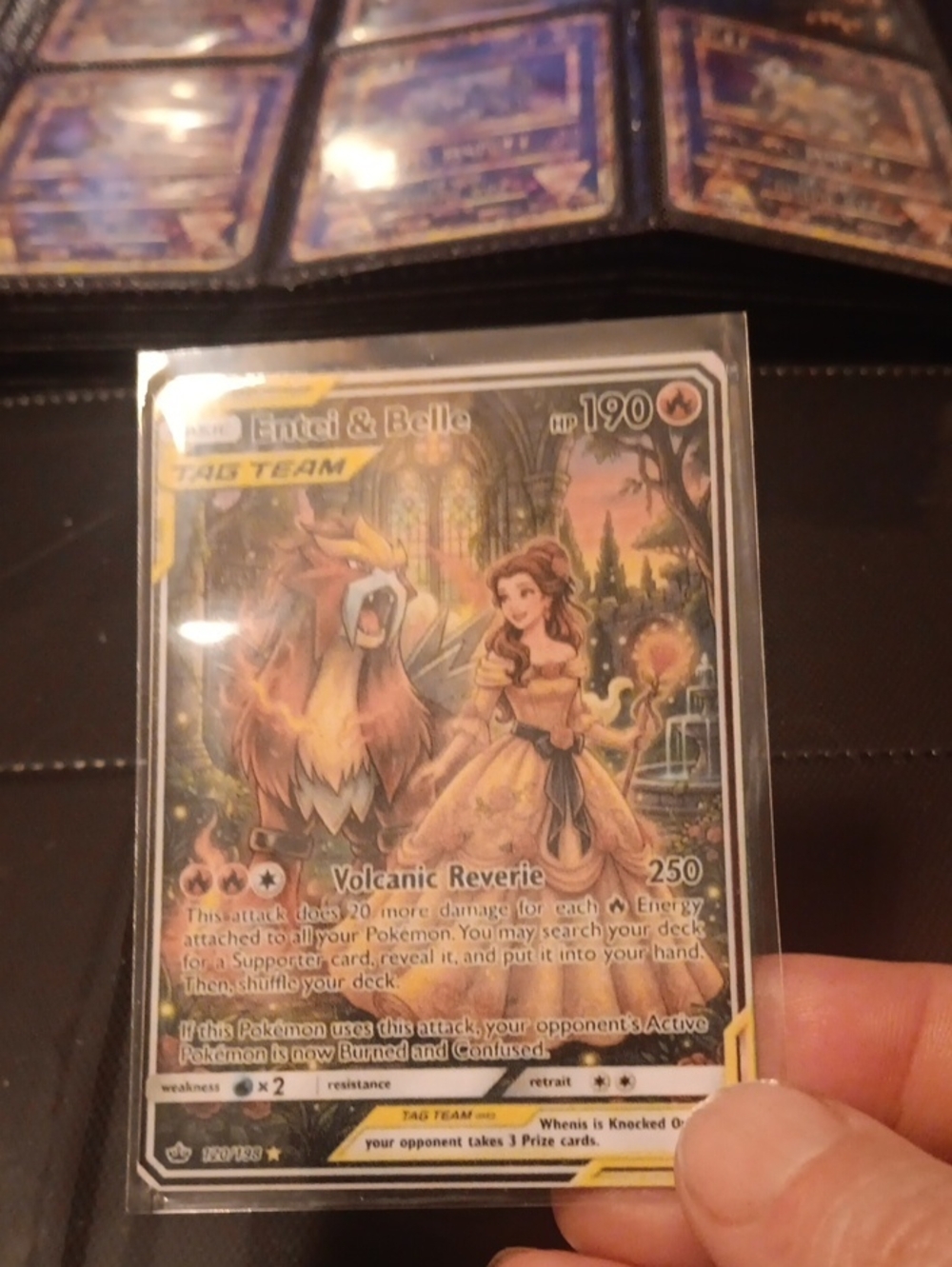 Entel & Belle Volcanic Reverie TCG Full-Art Trainer Card - Yellow/Gold